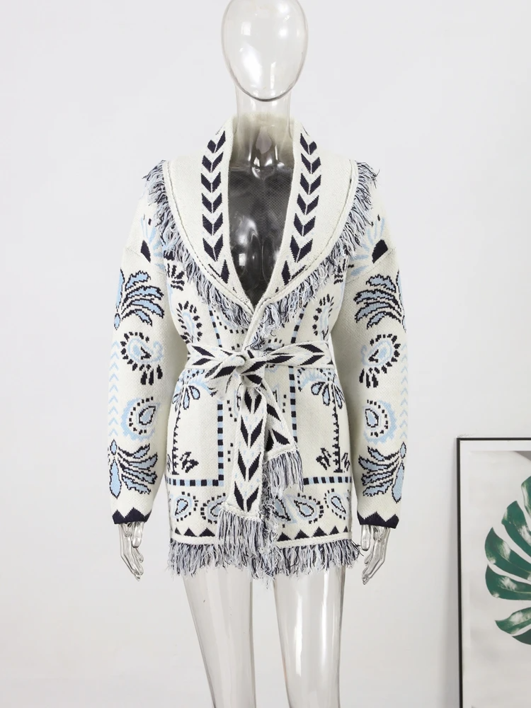 Women's short floral cardigan sweater, white