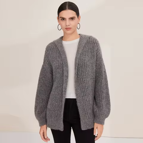 Exquisite women's plush cardigan with hood