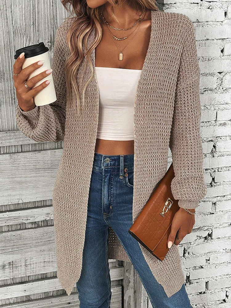 Exquisite long hooded cardigan sweater for women