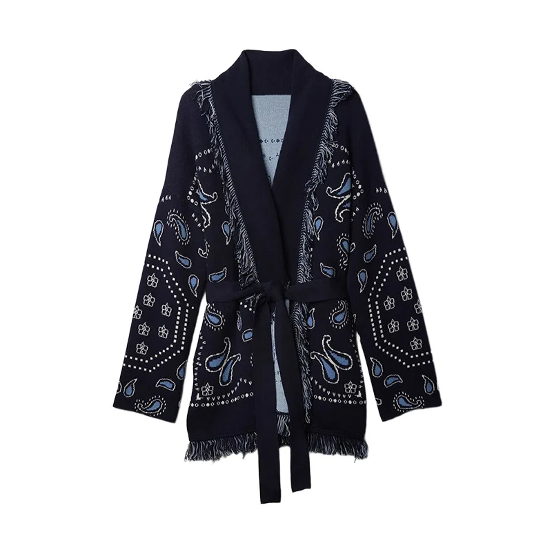 Elegant short floral cardigan sweater for women